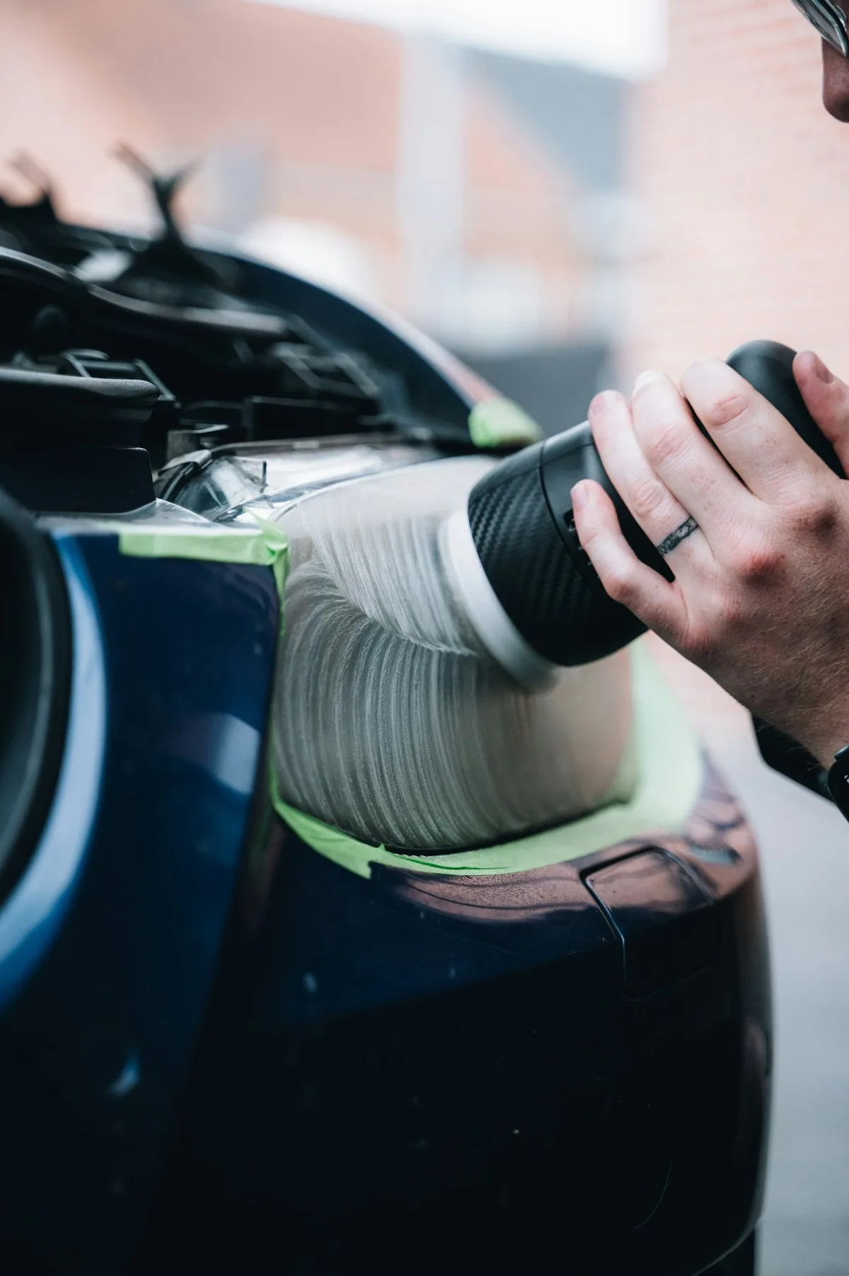 Professional polishing of car headlights