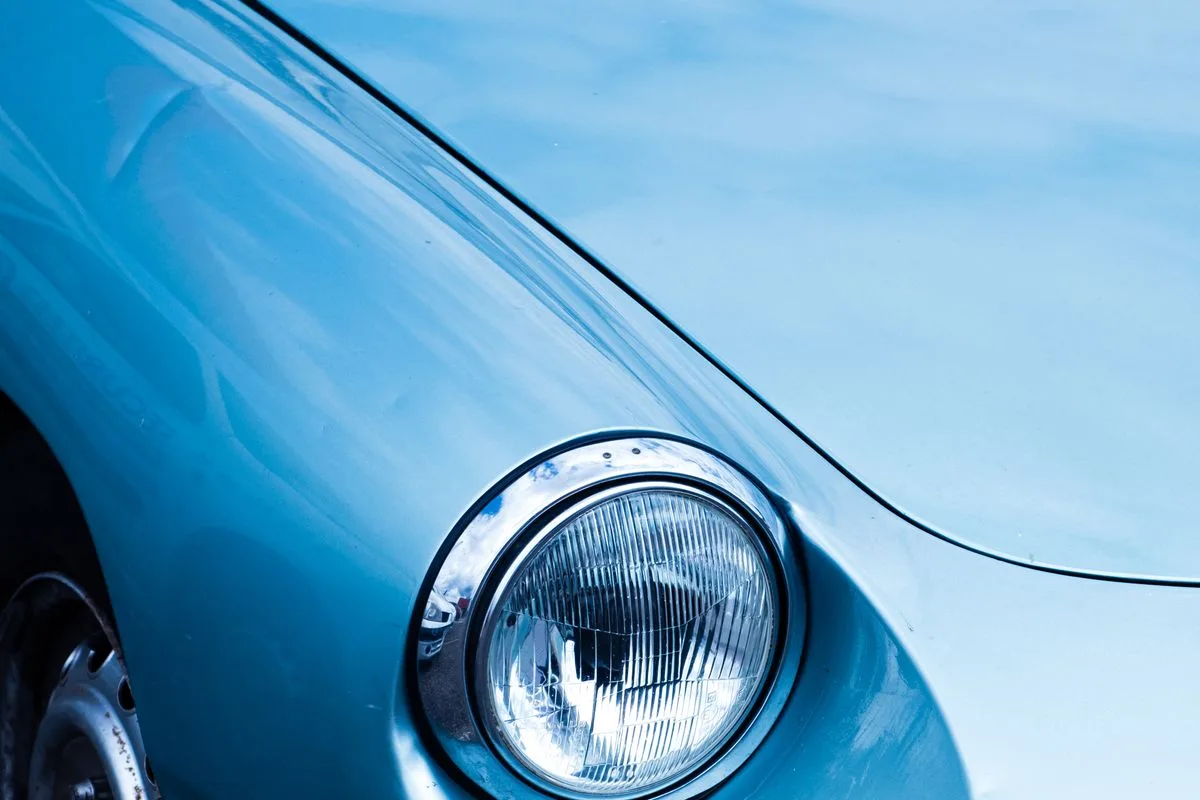 Car headlight exposed to the environment