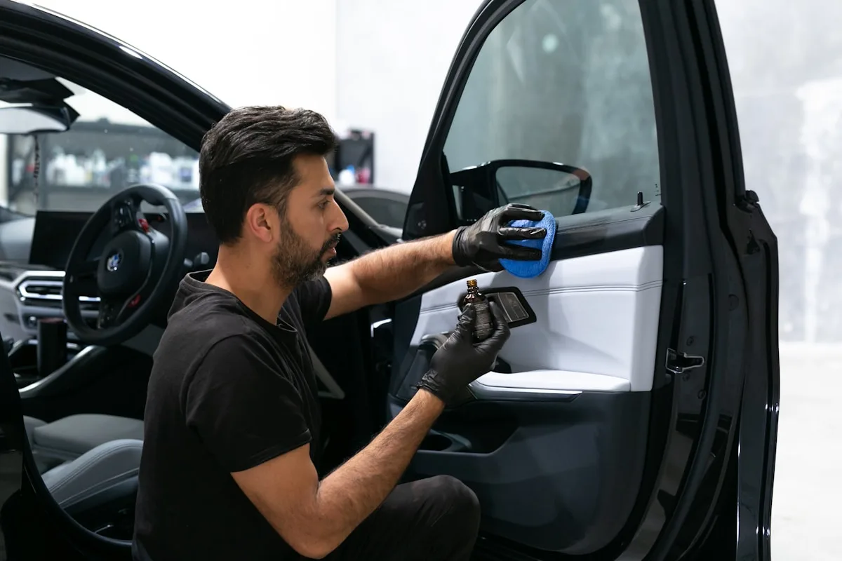 Professional dry cleaning of car interior